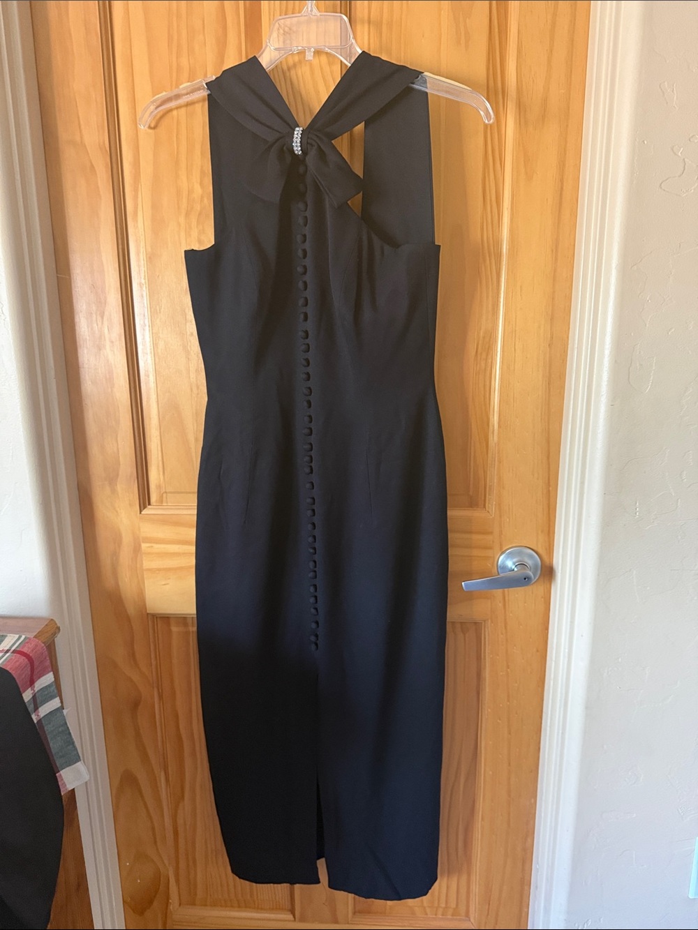 Cache Black Midi Dress with Bow-Back Detail